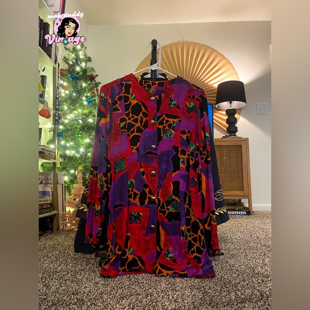 Vintage 80s Abstract Print Tunic Top